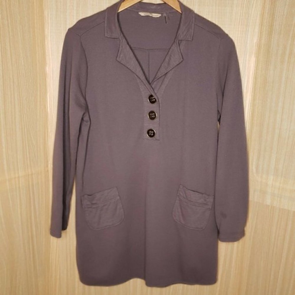 Soft Surroundings Womens Gray Waffle Knit Tunic